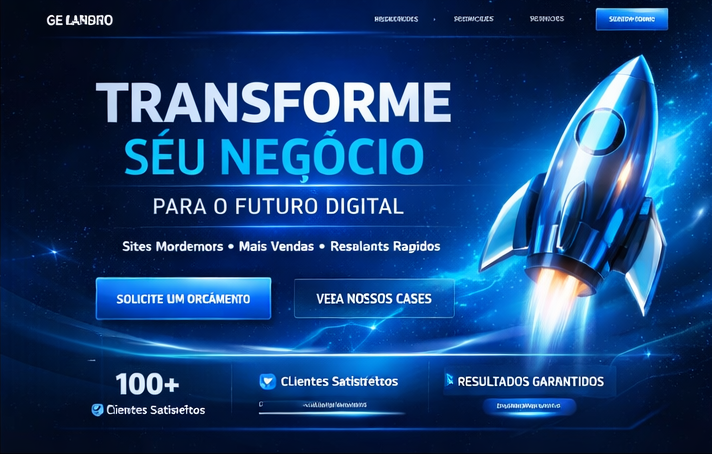 Demonstração de site futurista: Landing Page de alta conversão